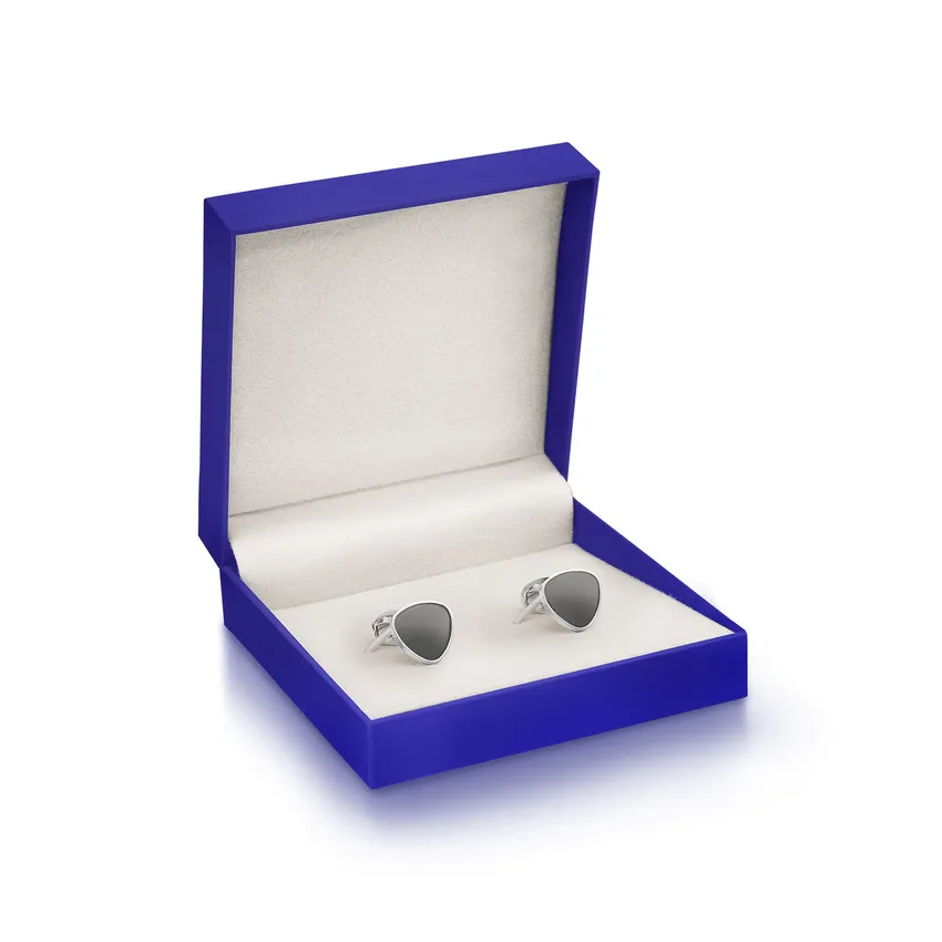 Lapis Bard Avant Garde Preston Shiny Mirror Polished Cufflinks with Hematite