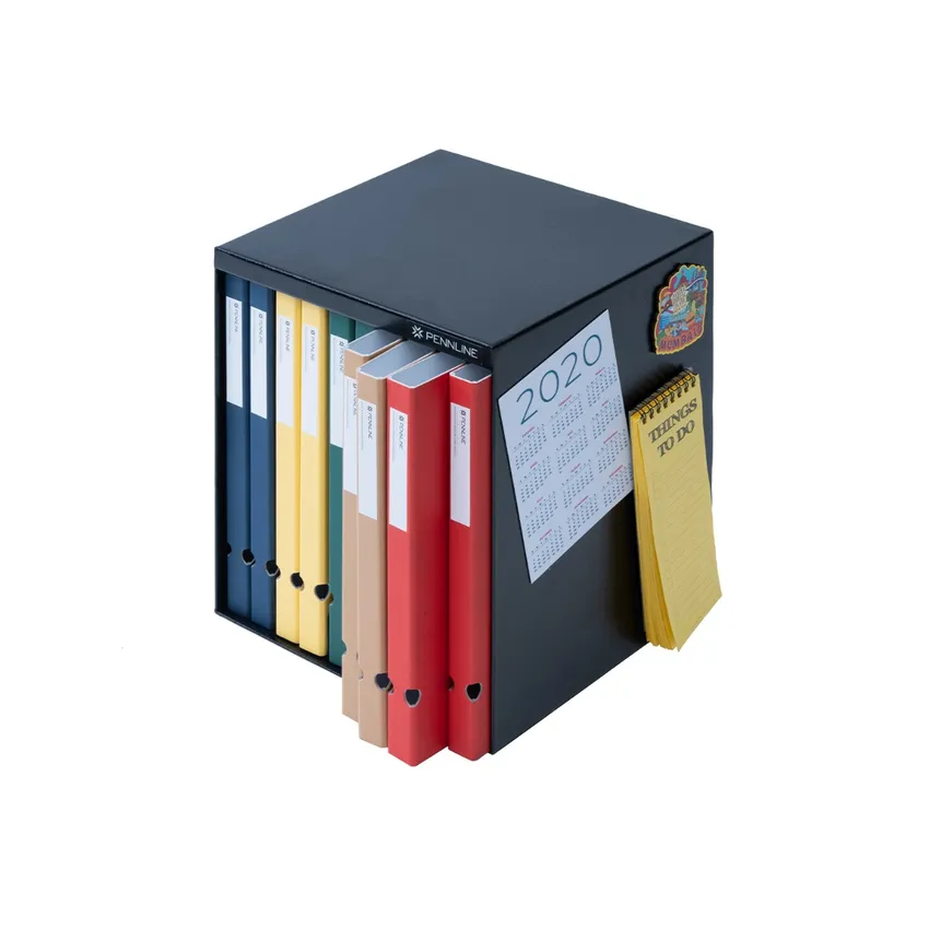 Pennline HUB Filing Metal Cabinet With 10 Vertical Slim Folders (Spring binder) - Matte Black