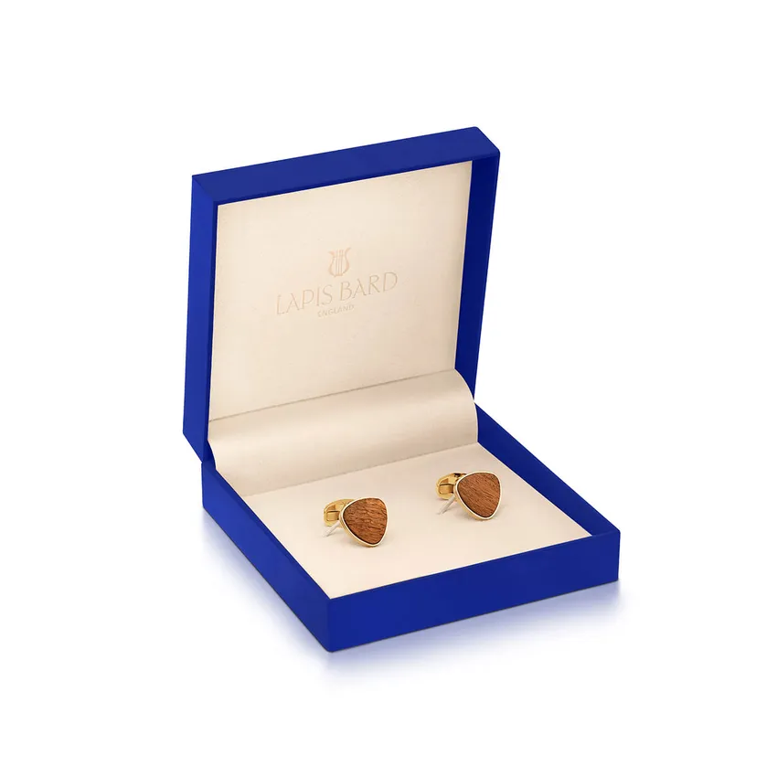 Lapis Bard Preston Cufflinks - Gold with Rosewood Insets