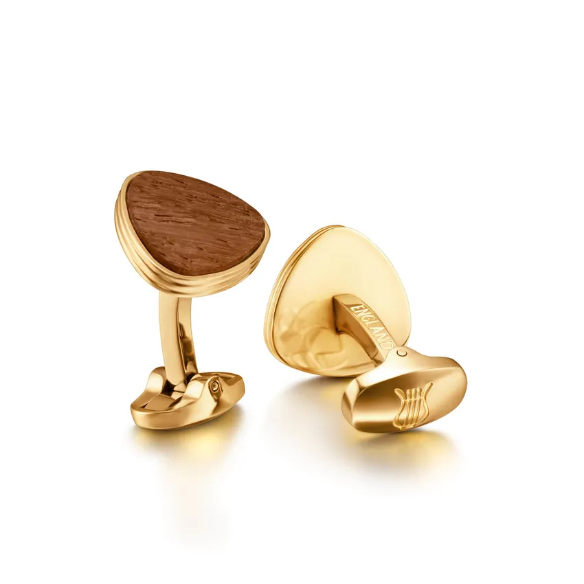Lapis Bard Preston Cufflinks - Gold with Rosewood Insets