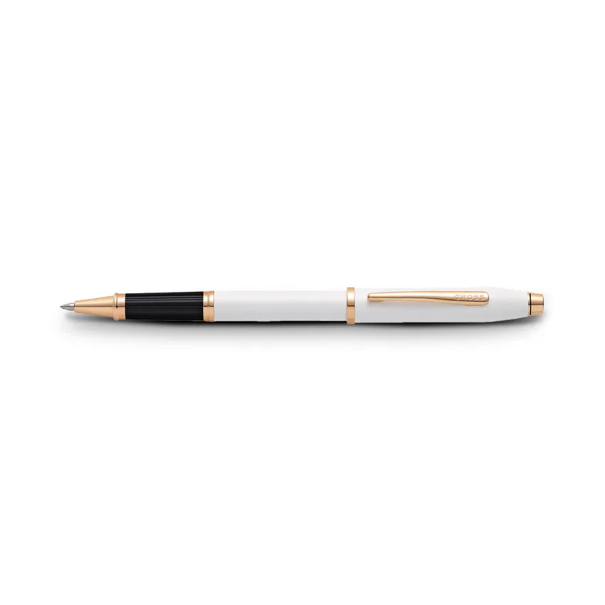 Cross Century II Pearlescent White Lacquer Rollerball Pen with Gold Trims