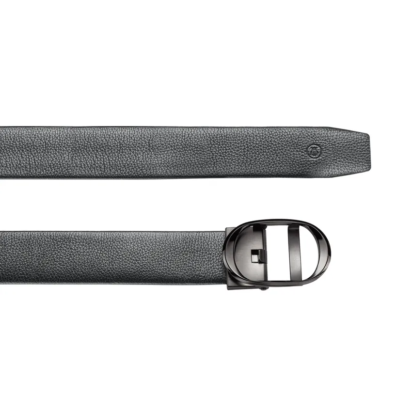 Lapis Bard Nova Belt Gunmetal 35 MM Buckle Pebbled Leather - Black